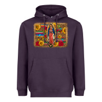 Plum Our Lady Of Guadalupe Glitter Leopard Flowers Heavyweight Hoodie - FaDigitalArtStudio