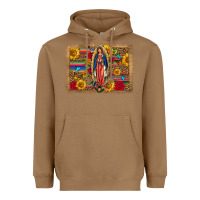 Toasted Coconut Our Lady Of Guadalupe Glitter Leopard Flowers Heavyweight Hoodie - FaDigitalArtStudio