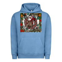 Pigment Pebble Blue Rodeo Santa Urban Hoodie - CowhideDigitalArt
