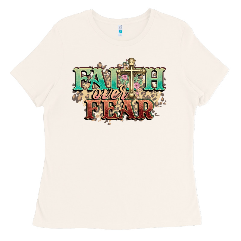 Faith Over Fear Cross Ladies Tee by NancyCooperArtShop | Teevron