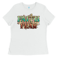 White faith over fear cross Ladies Tee - NancyCooperArtShop