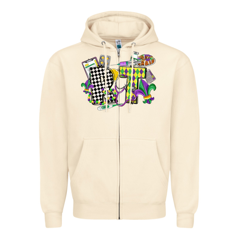 Respiratory Therapist Mardi Gras Zipper Hoodie by CowGirlArtShop | Teevron