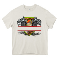 Cream race flag and race equipment Heavy Core Tee - AdoDesignShop