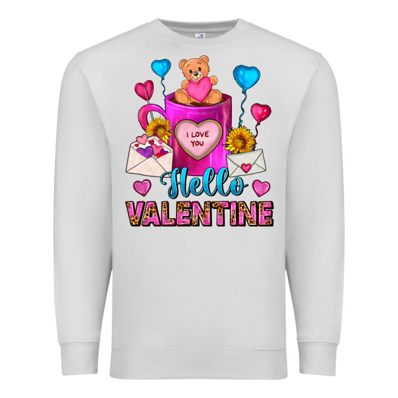 Hello Valentine Valentine's Day Coffee Mug Premium Sweatshirt by FaDigitalArtStudio | Teevron