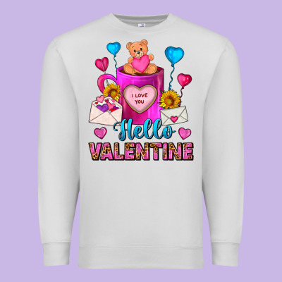 Hello Valentine Valentine's Day Coffee Mug Premium Sweatshirt Designed By Fadigitalartstudio