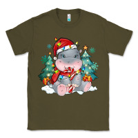 Army Green cute christmas hippopotamus Classic Tee - MaliasSmallBusiness