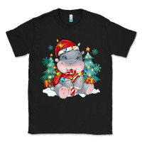 Black cute christmas hippopotamus Classic Tee - MaliasSmallBusiness