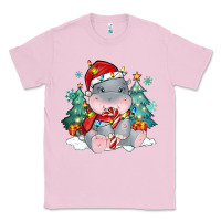 Bubblegum Pink cute christmas hippopotamus Classic Tee - MaliasSmallBusiness
