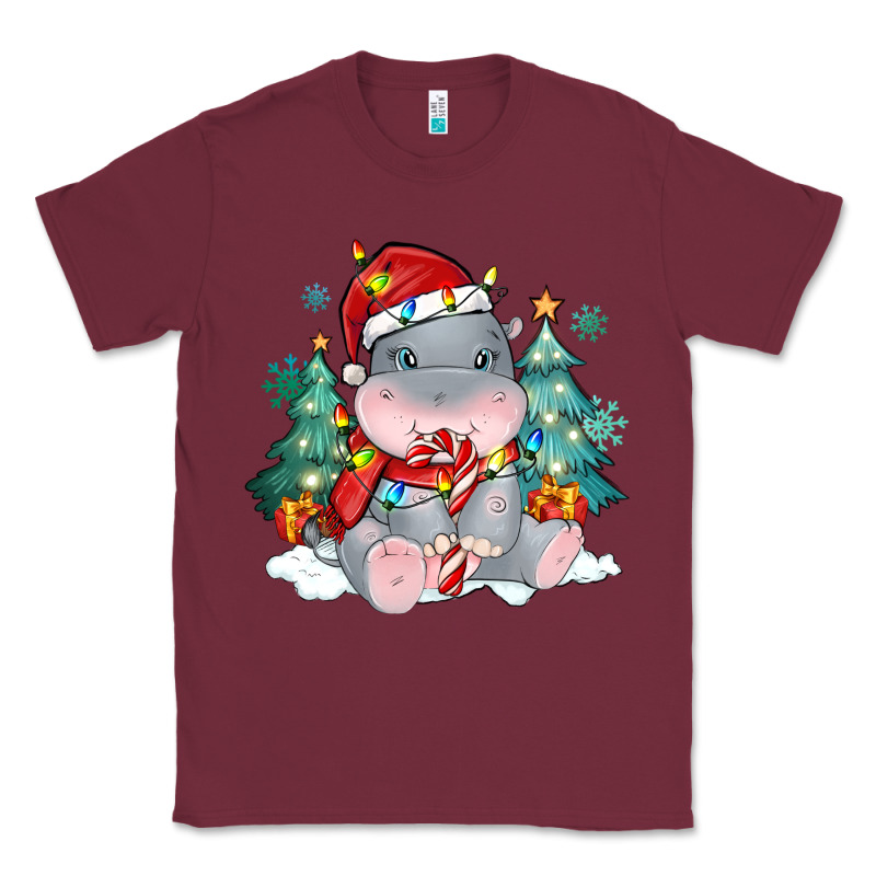 Cute Christmas Hippopotamus Classic Tee by MaliasSmallBusiness | Teevron