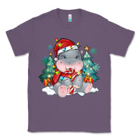 Lavender cute christmas hippopotamus Classic Tee - MaliasSmallBusiness