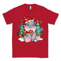 Red cute christmas hippopotamus Classic Tee - MaliasSmallBusiness
