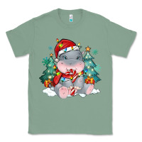Sage cute christmas hippopotamus Classic Tee - MaliasSmallBusiness