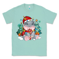 Seafoam cute christmas hippopotamus Classic Tee - MaliasSmallBusiness