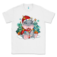 White cute christmas hippopotamus Classic Tee - MaliasSmallBusiness