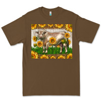 Cacao Western Charolais Bull With Sunflowers Premium Tee - LillyAllenDesigns