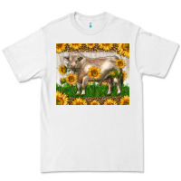 White Western Charolais Bull With Sunflowers Premium Tee - LillyAllenDesigns