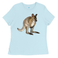 Baby Blue Hand Drawn Wallaby Animal Ladies Tee - LillyAllenDesigns