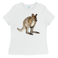 White Hand Drawn Wallaby Animal Ladies Tee - LillyAllenDesigns