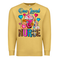 Antique Gold One Loved Nurse Valentines Day Frappe Coffee Premium Sweatshirt - FaDigitalArtStudio