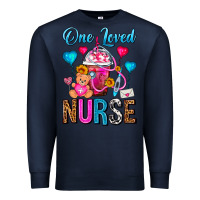 Navy One Loved Nurse Valentines Day Frappe Coffee Premium Sweatshirt - FaDigitalArtStudio