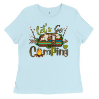 Baby Blue let's go camping Ladies Tee - BarkalooDesign