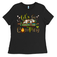 Black let's go camping Ladies Tee - BarkalooDesign