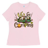 Bubblegum Pink let's go camping Ladies Tee - BarkalooDesign
