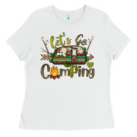 White let's go camping Ladies Tee - BarkalooDesign