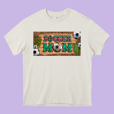 Soccer Mom With Ball And Cactus And Serape Licanse Plate Heavy Core Tee Designed By Artiststas