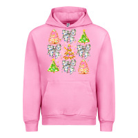 Fuchsia Pink Christmas Trees And Bow Urban Hoodie - CowhideDigitalArt