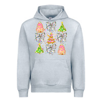 Heather Grey Christmas Trees And Bow Urban Hoodie - CowhideDigitalArt