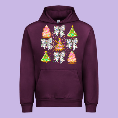 Christmas Trees And Bow Urban Hoodie Designed By Cowhidedigitalart