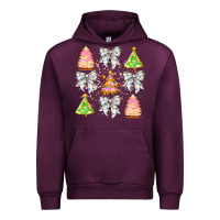 Mauve Wine Christmas Trees And Bow Urban Hoodie - CowhideDigitalArt
