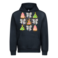 Navy Christmas Trees And Bow Urban Hoodie - CowhideDigitalArt