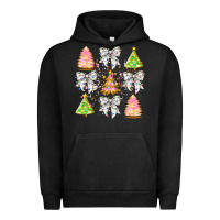 Pigment Black Christmas Trees And Bow Urban Hoodie - CowhideDigitalArt