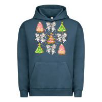 Pigment Midnight Navy Christmas Trees And Bow Urban Hoodie - CowhideDigitalArt