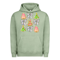 Pigment Oil Green Christmas Trees And Bow Urban Hoodie - CowhideDigitalArt