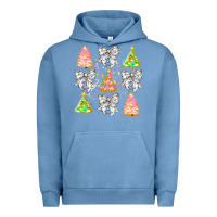 Pigment Pebble Blue Christmas Trees And Bow Urban Hoodie - CowhideDigitalArt