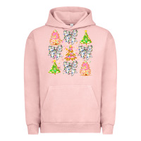 Pigment Salmon Christmas Trees And Bow Urban Hoodie - CowhideDigitalArt