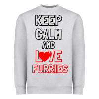Heather Grey Keep Calm And Love Furries Heavyweight Sweatshirt - Bettercallsaul