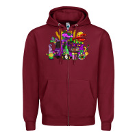 Burgundy mardi gras gnome truck Zipper Hoodie - CowGirlArtShop