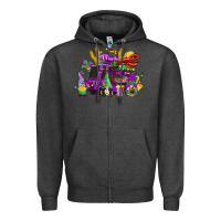 Charcoal Heather mardi gras gnome truck Zipper Hoodie - CowGirlArtShop