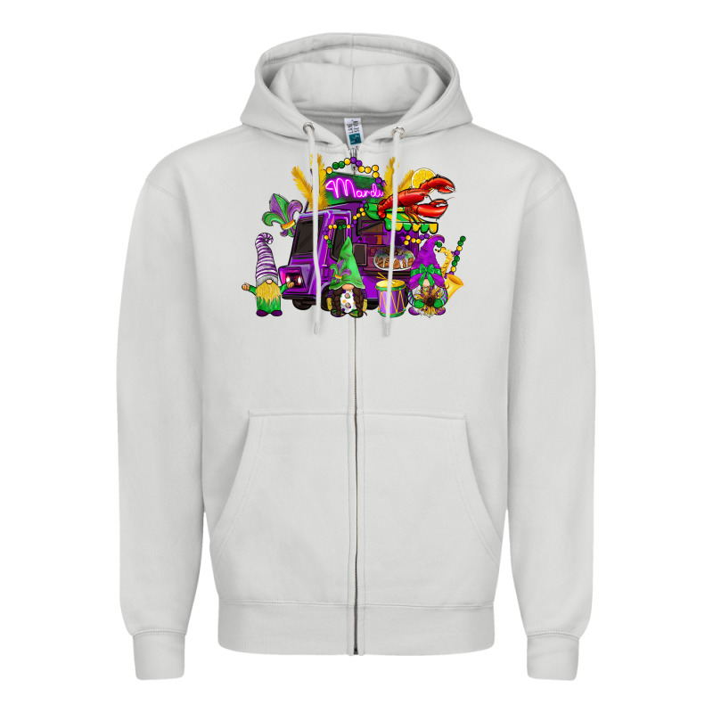 Mardi Gras Gnome Truck Zipper Hoodie by CowGirlArtShop | Teevron