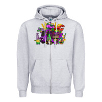 Heather Grey mardi gras gnome truck Zipper Hoodie - CowGirlArtShop