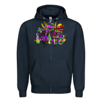 Navy mardi gras gnome truck Zipper Hoodie - CowGirlArtShop