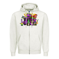 Oatmeal Heather mardi gras gnome truck Zipper Hoodie - CowGirlArtShop