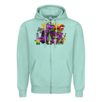 Seafoam mardi gras gnome truck Zipper Hoodie - CowGirlArtShop