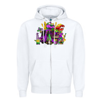 White mardi gras gnome truck Zipper Hoodie - CowGirlArtShop