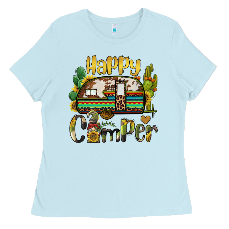 Happy Camper Caravan And Gnome Ladies Tee by BarkalooDesign | Teevron