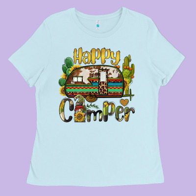 Happy Camper Caravan And Gnome Ladies Tee Designed By Barkaloodesign